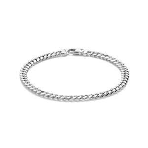 armband gourmette 5,0 mm 21 cm 4-zijdes geslepen zilver wit