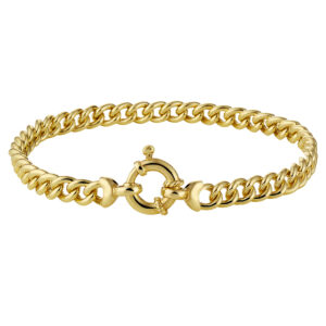 armband gourmette 5,5 mm 18,5 cm met groot springslot Silgold (geel met zilverkern)