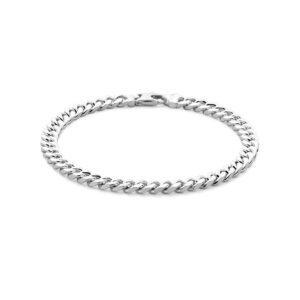 armband gourmette 5,7 mm 21 cm 6-zijdes geslepen zilver wit
