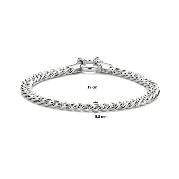 armband gourmette 5,8 mm 19 cm met groot springslot zilver gerhodineerd - Afbeelding 3
