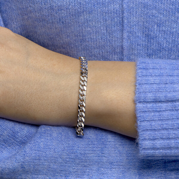 armband gourmette 6-zijdes geslepen 5,6 mm 19 cm zilver gerhodineerd - Afbeelding 2