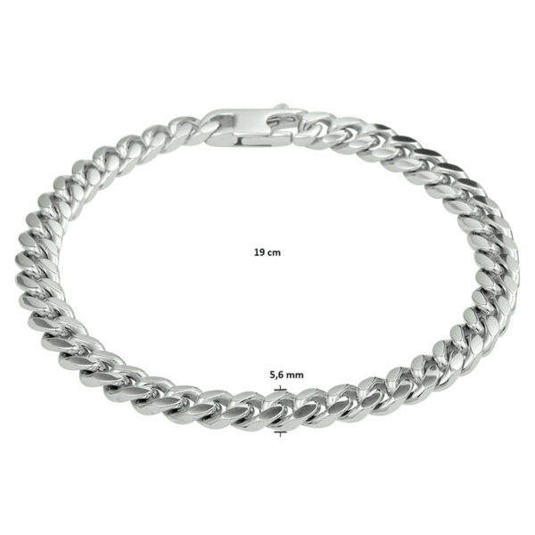 armband gourmette 6-zijdes geslepen 5,6 mm 19 cm zilver gerhodineerd - Afbeelding 3