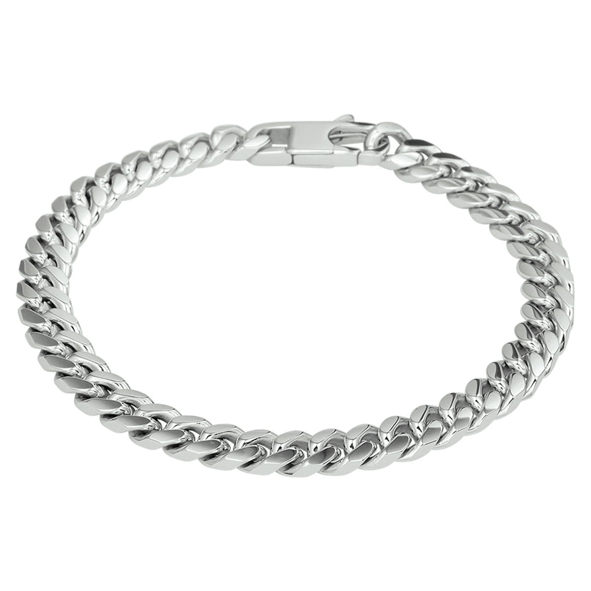 armband gourmette 6-zijdes geslepen 6,6 mm 19,5 cm zilver gerhodineerd