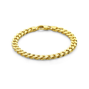 armband gourmette 6-zijdes geslepen 7 mm 14K geelgoud