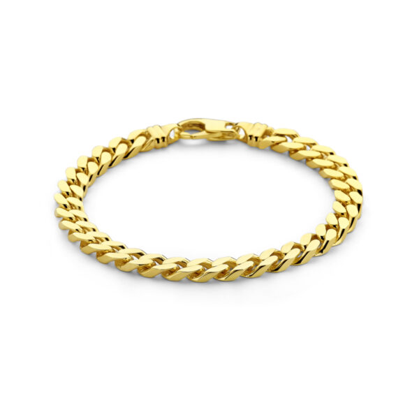 armband gourmette 6-zijdes geslepen 7 mm 14K geelgoud