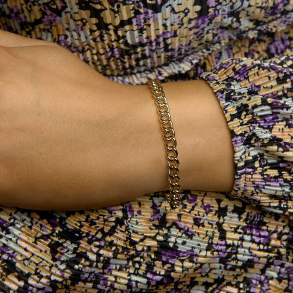 armband gourmette 6,0 mm 19 cm met groot springslot 14K geelgoud - Afbeelding 2