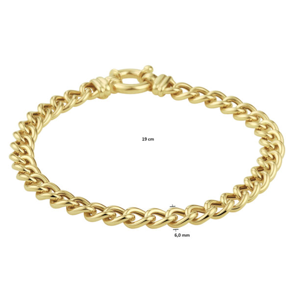 armband gourmette 6,0 mm 19 cm met groot springslot 14K geelgoud - Afbeelding 3