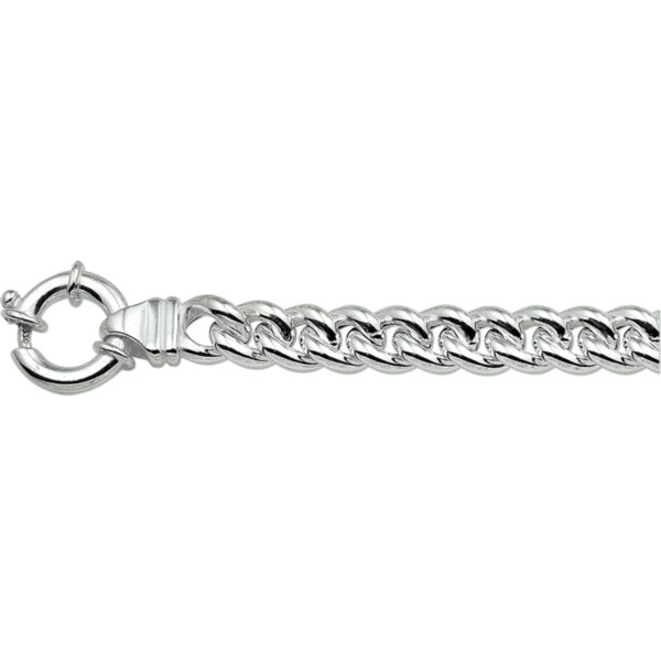 armband gourmette 7 mm 19 cm met groot springslot zilver wit - Afbeelding 2
