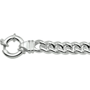armband gourmette 7 mm 19 cm met groot springslot zilver wit