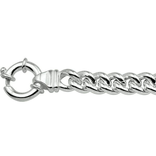 armband gourmette 7 mm 19 cm met groot springslot zilver wit