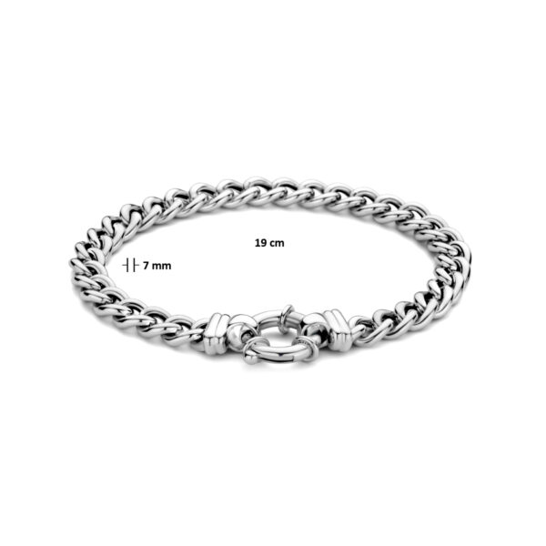 armband gourmette 7,0 mm 19 cm met groot springslot zilver gerhodineerd - Afbeelding 4
