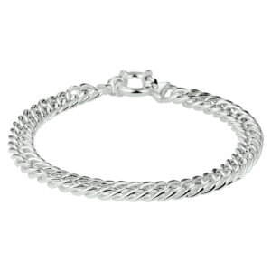 armband gourmette 7,4 mm 19 cm met groot springslot zilver wit