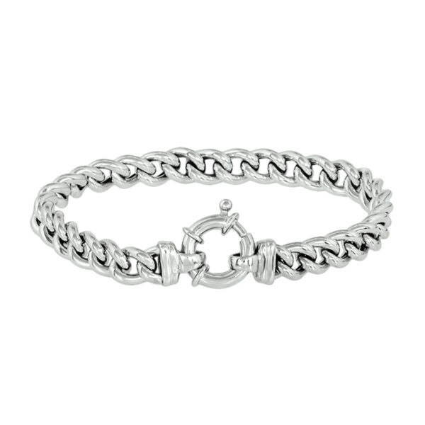 armband gourmette 7,5 mm 19 cm met groot springslot zilver gerhodineerd