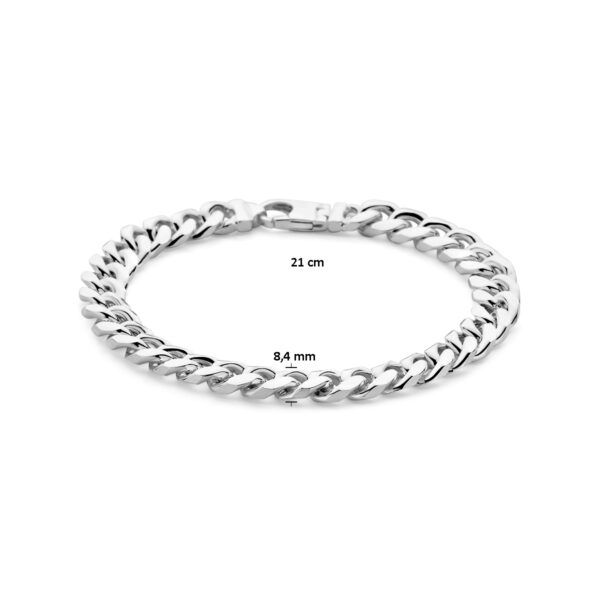 armband gourmette 8,4 mm 21 cm 6-zijdes geslepen zilver wit - Afbeelding 3