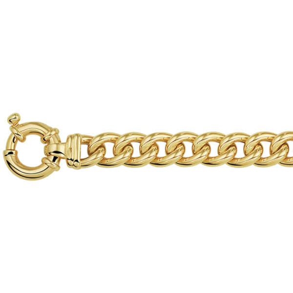 armband gourmette 9 mm 19 cm met groot springslot 14K geelgoud - Afbeelding 2