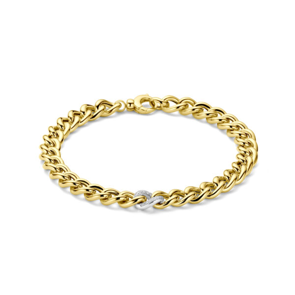 armband gourmette diamant 0.10ct h si 7 mm 19 cm 14K bicolor goud geel/wit