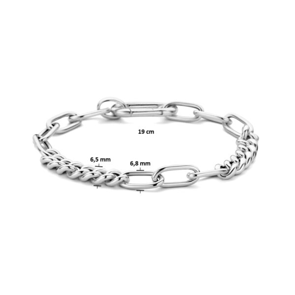 armband gourmette en paperclip ronde buis 6,8 mm 19 cm zilver gerhodineerd - Afbeelding 3