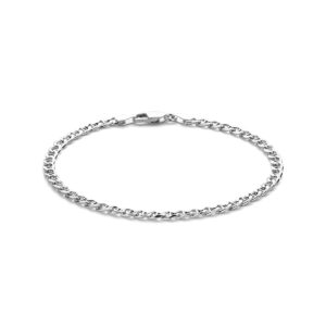 armband gourmette met balkje 3,8 mm 21 cm zilver wit