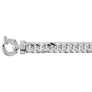 armband gourmette plat 10 mm 19 cm met groot springslot zilver gerhodineerd