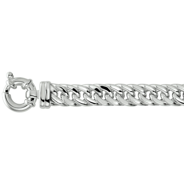 armband gourmette plat 10 mm 19 cm met groot springslot zilver gerhodineerd