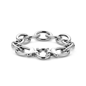 armband groot slot 17 mm 21,5 cm zilver gerhodineerd