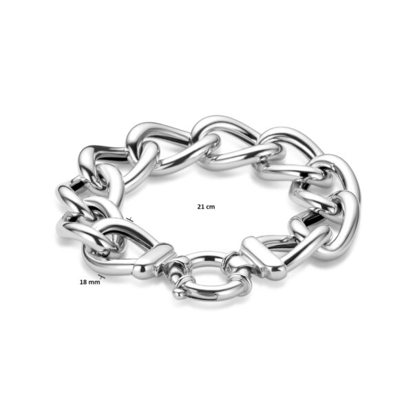 armband groot slot gourmette 18 mm 21 cm zilver gerhodineerd - Afbeelding 3