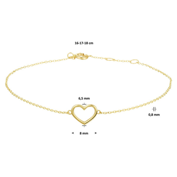 armband hart 0,8 mm 16 - 17 - 18 cm 14K geelgoud - Afbeelding 4