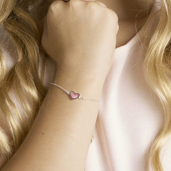 armband hart 13 - 15 cm zilver wit - Afbeelding 2