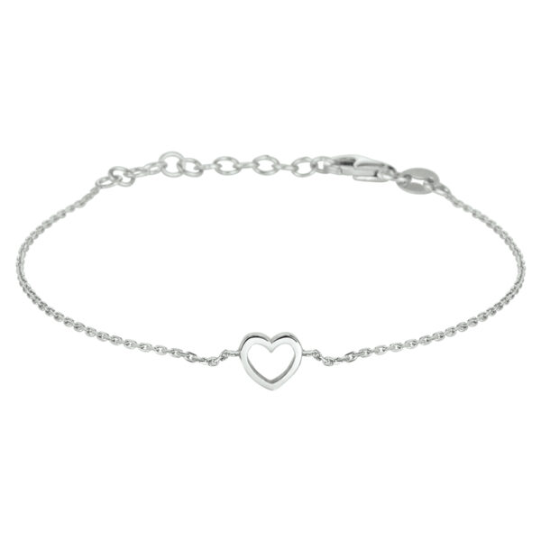 armband hart 15 + 3 cm zilver gerhodineerd