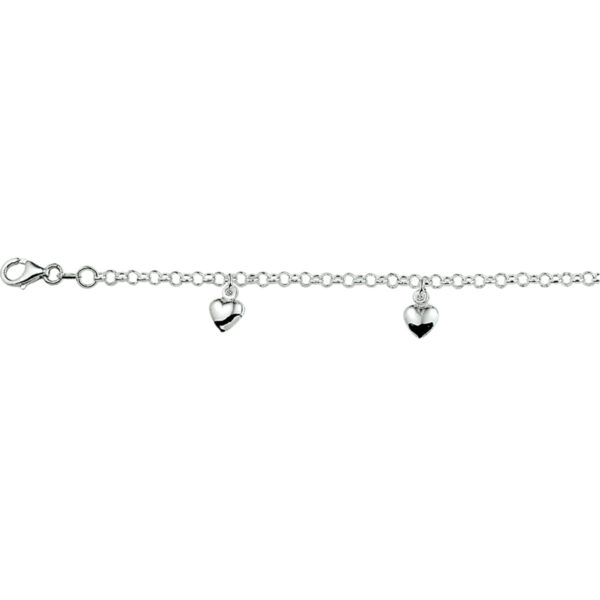 armband hart 15 cm zilver wit - Afbeelding 2