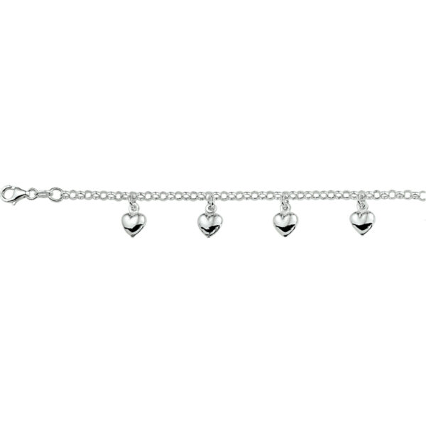 armband hart 15 cm zilver wit - Afbeelding 2
