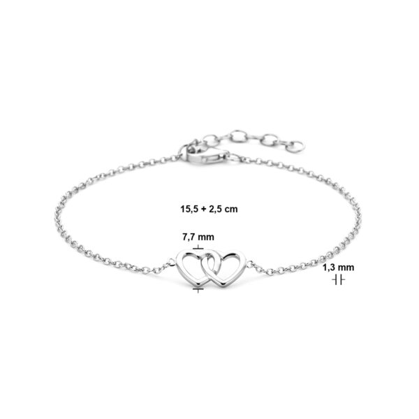 armband hart 15,5 + 2,5 cm zilver gerhodineerd - Afbeelding 4