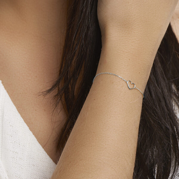 armband hart 16 - 17 - 18 cm 14K witgoud - Afbeelding 2