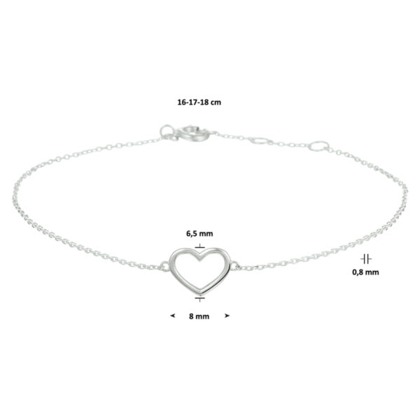 armband hart 16 - 17 - 18 cm 14K witgoud - Afbeelding 3