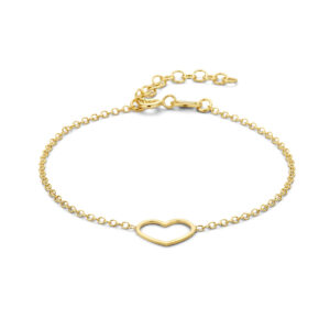 armband hart 16 + 3 cm 3 micron zilver verguld (geel)