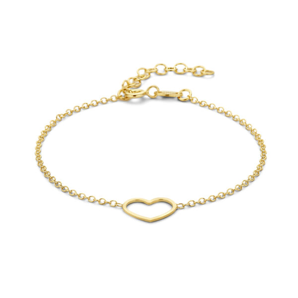 armband hart 16 + 3 cm 3 micron zilver verguld (geel)