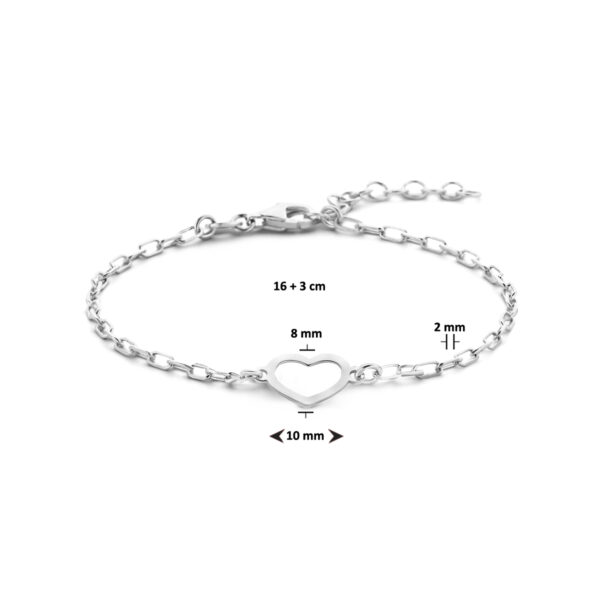 armband hart 16 + 3 cm zilver gerhodineerd - Afbeelding 3