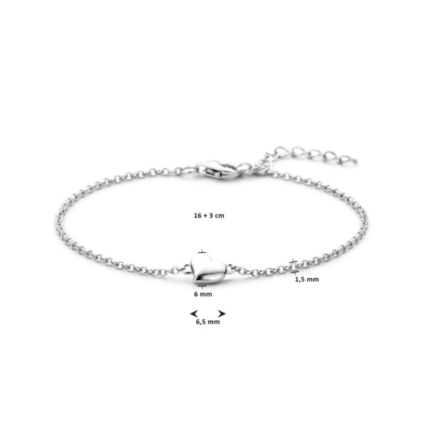 armband hart 16 + 3 cm zilver gerhodineerd - Afbeelding 3