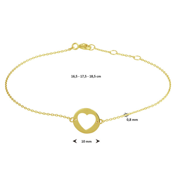 armband hart 16,5 - 17,5 - 18,5 cm 14K geelgoud - Afbeelding 3