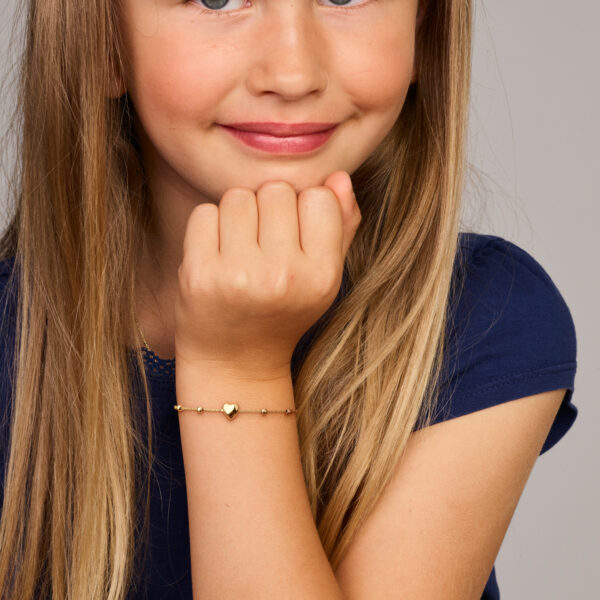 armband hart en bolletjes 11 – 13 cm 14K geelgoud - Afbeelding 2
