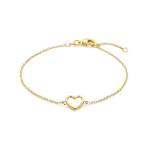 armband hart en diamant 17 + 2 cm 0.01ct h si 14K geelgoud