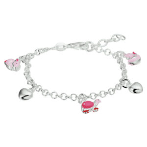 armband hart en dieren 13 + 2 cm zilver wit