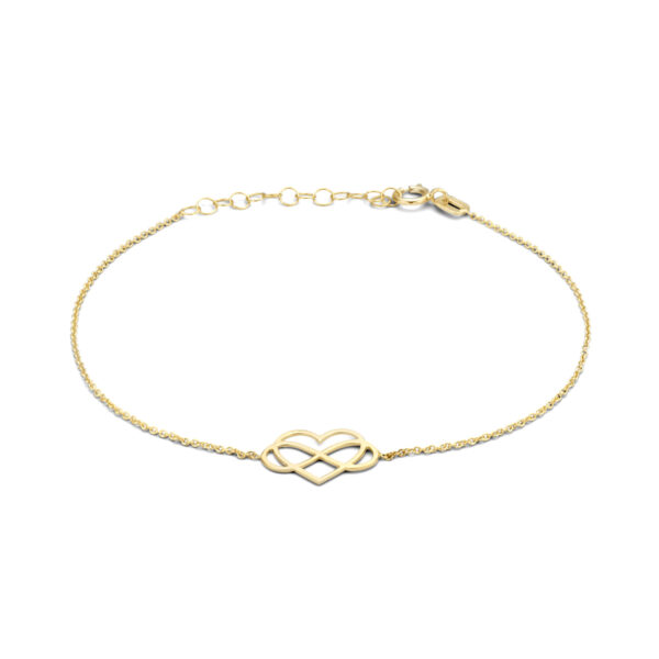 armband hart en infinity 16 + 3 cm 14K geelgoud - Afbeelding 3