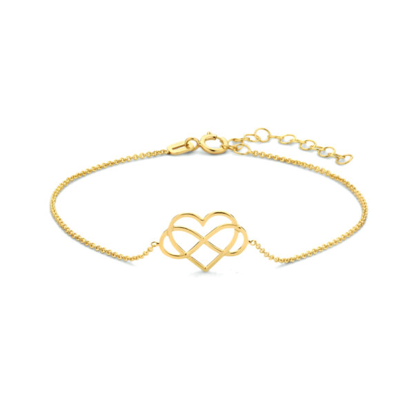 armband hart en infinity 16 + 3 cm 14K geelgoud
