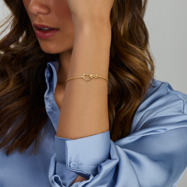 armband hart en infinity 16 + 3 cm 3 micron zilver verguld (geel) - Afbeelding 2