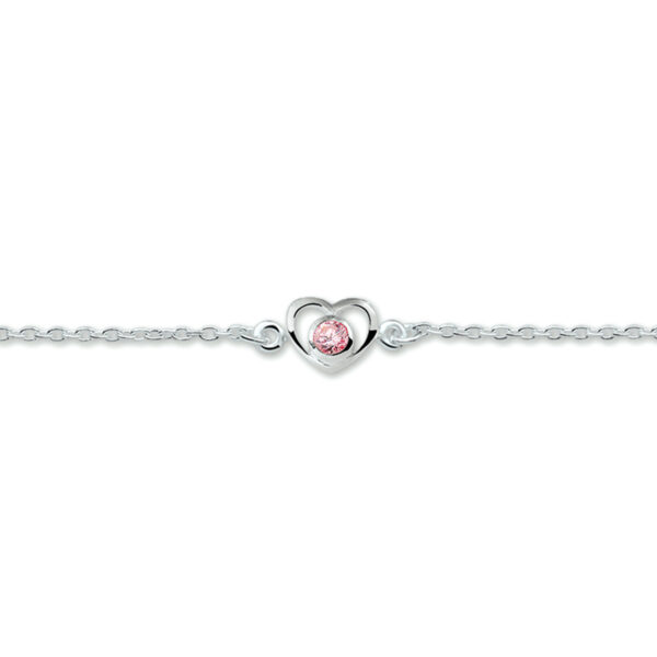 armband hart en zirkonia 13 - 15 cm zilver gerhodineerd - Afbeelding 2
