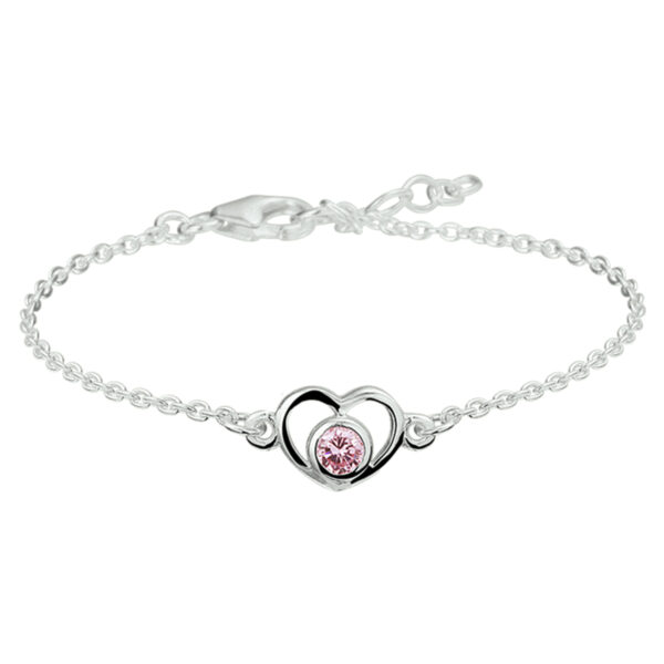 armband hart en zirkonia 13 - 15 cm zilver gerhodineerd