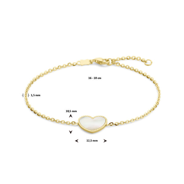 armband hart parelmoer 1,5 mm 16 - 18 cm 14K geelgoud - Afbeelding 3