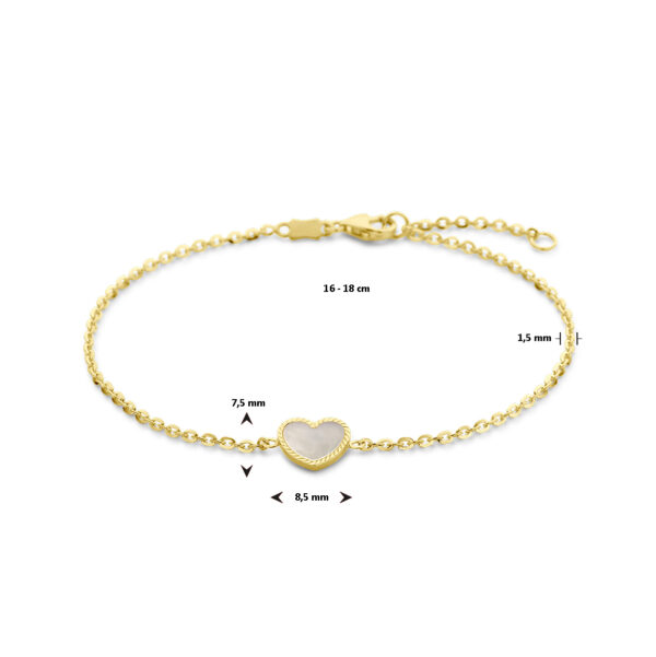 armband hart parelmoer 16 - 18 cm 14K geelgoud - Afbeelding 3
