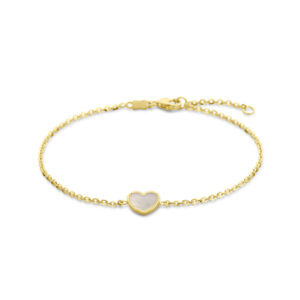 armband hart parelmoer 16 - 18 cm 14K geelgoud